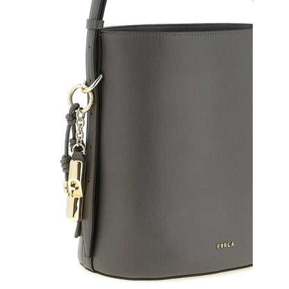 Furla Gray Calfskin Shoulder Bag