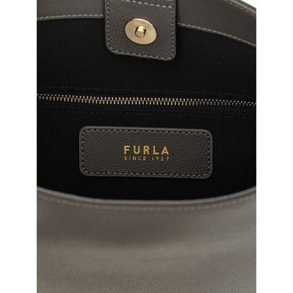 Furla Gray Calfskin Shoulder Bag