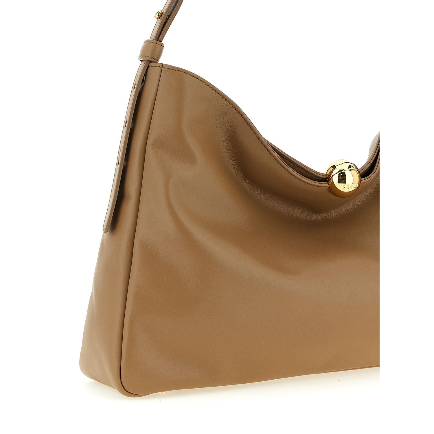 Furla Beige Calfskin Shoulder Bag