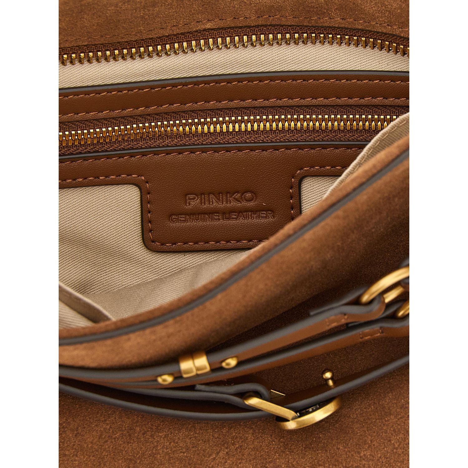 PINKO Brown Lamb Leather Shoulder Bag