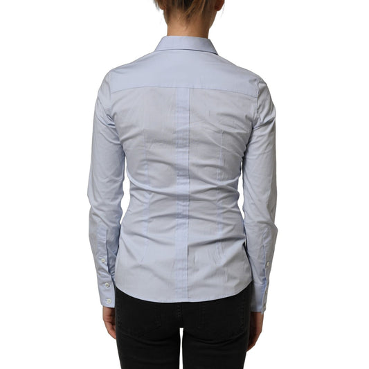 Dolce & Gabbana Blue Collared Long Sleeves Dress Shirt Top