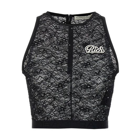Alessandra Rich Black Polyamide Sleeveles T-Shirt