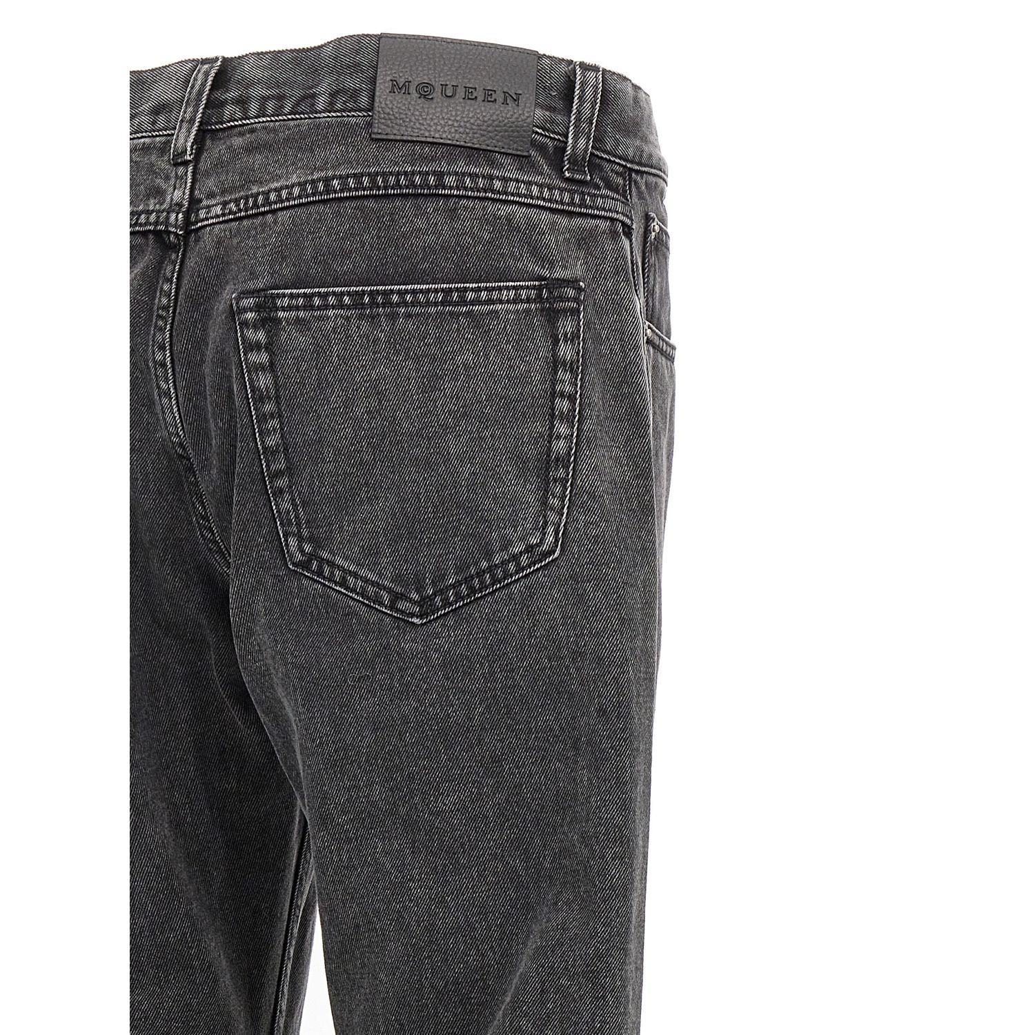 Alexander McQueen Black Cotton Straight-Leg Jeans