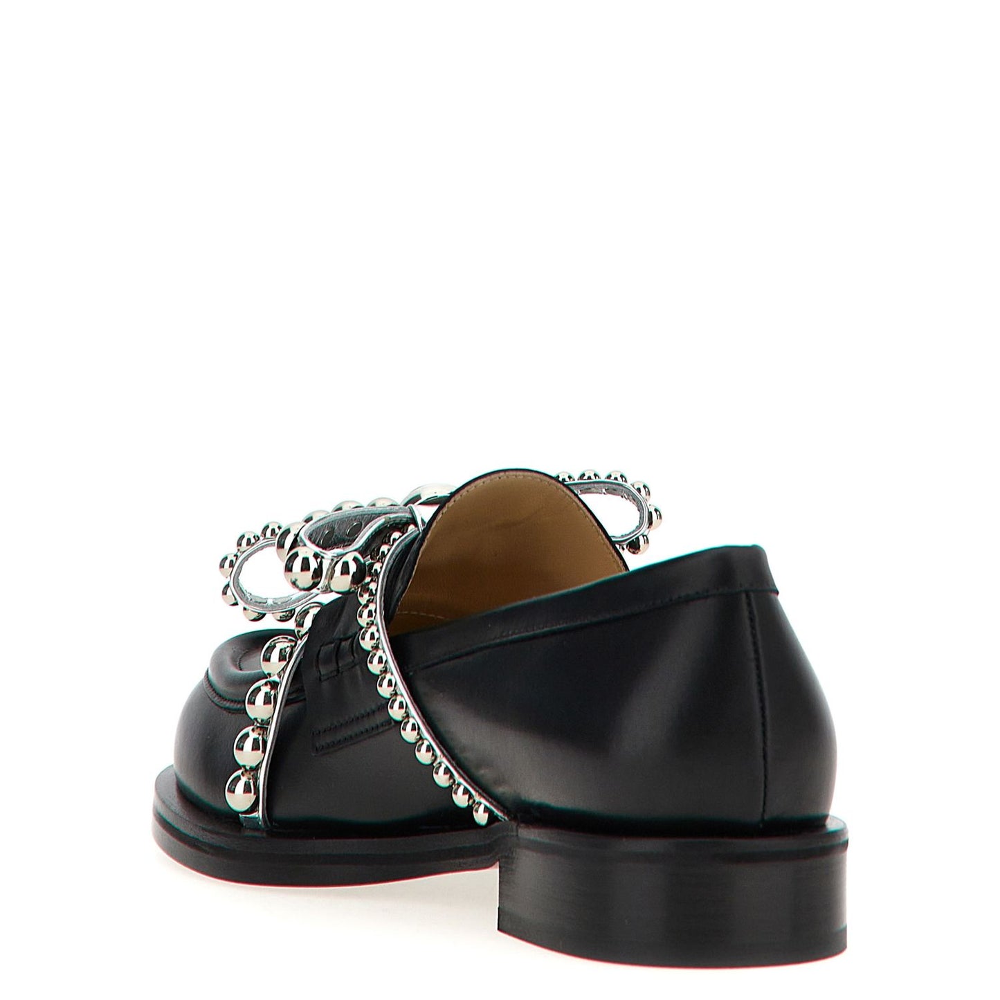 MACH & MACH Black Leather Slip-On Loafers
