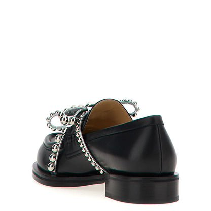 MACH & MACH Black Leather Slip-On Loafers