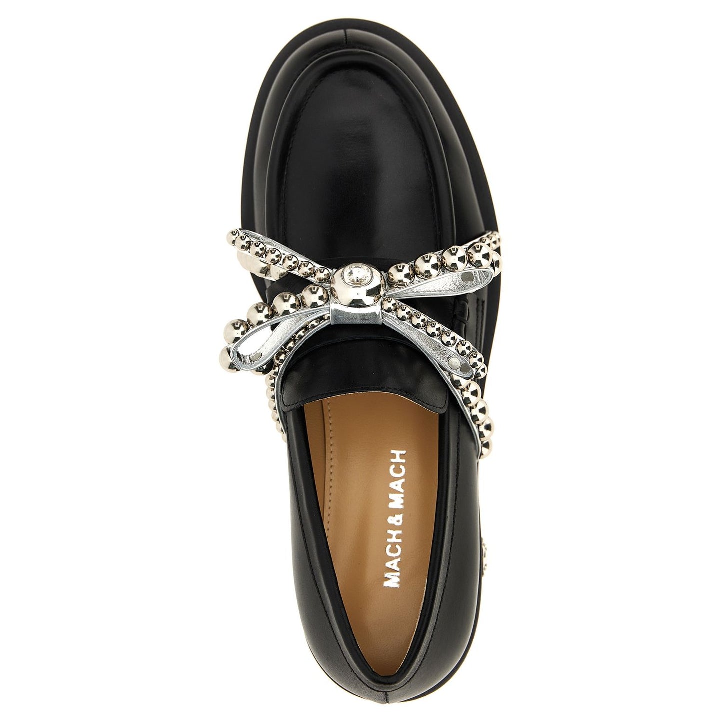 MACH & MACH Black Leather Slip-On Loafers
