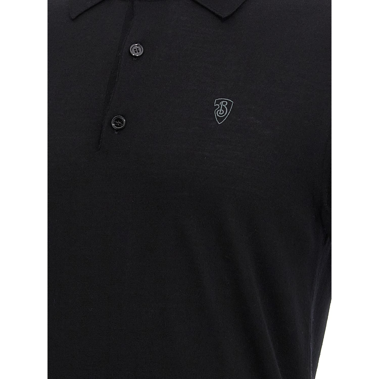 Burberry Black Wool Polo Shirt