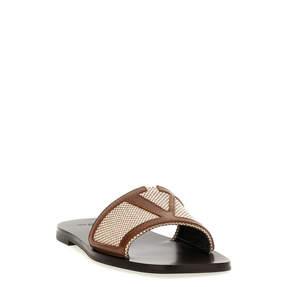 Valentino Garavani Brown Cotton Slides