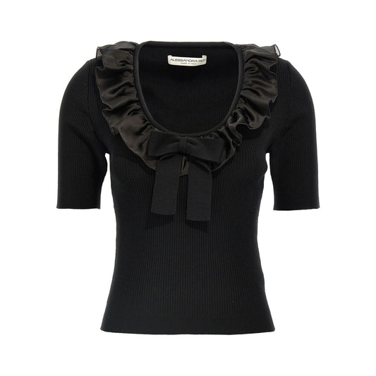 Alessandra Rich Black Wool T-Shirt