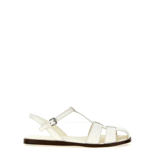 Church's White Lamb Leather Flat Sandals