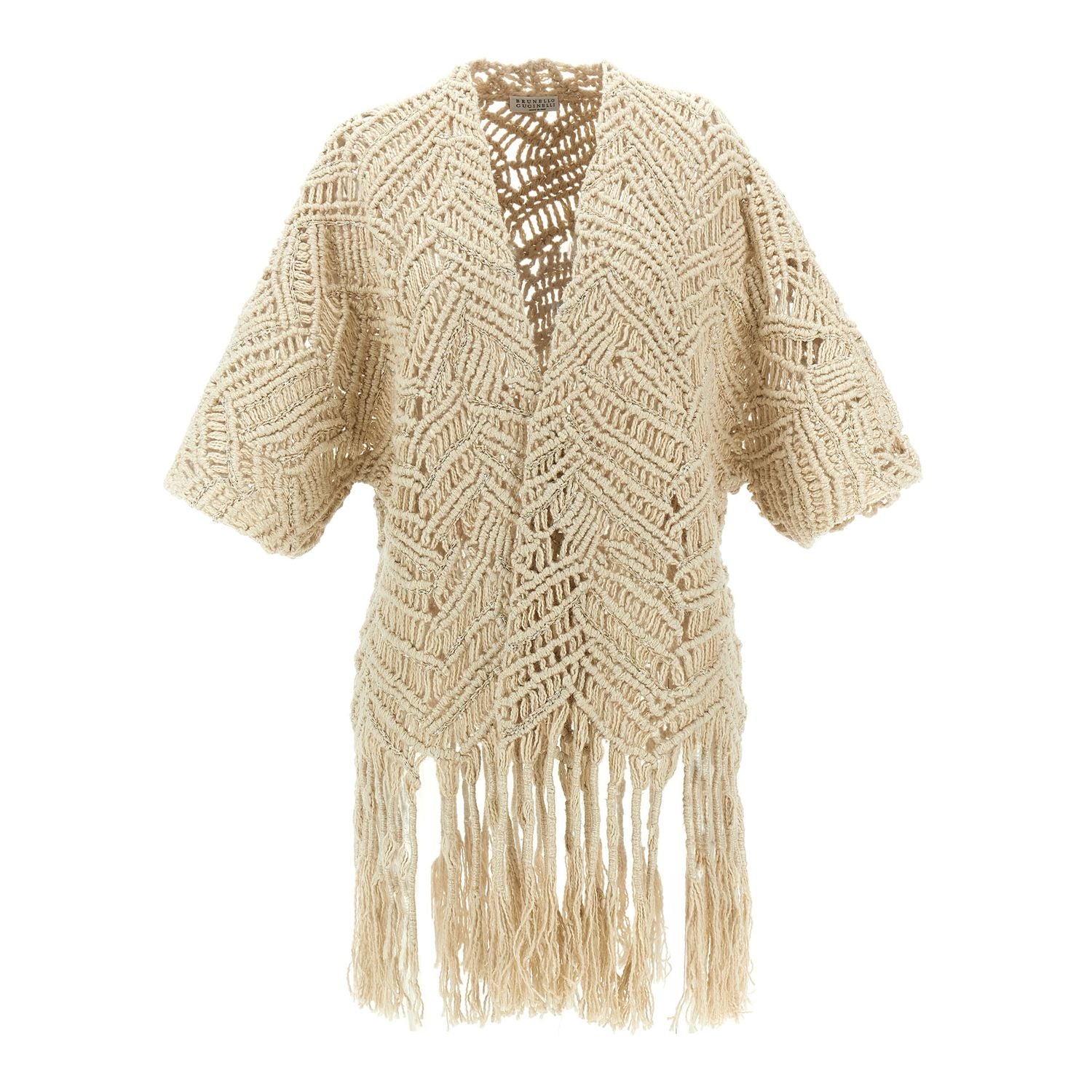 Brunello Cucinelli Beige Silk Cardigan