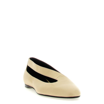 Khaite Beige Lamb Leather Ballet Flats