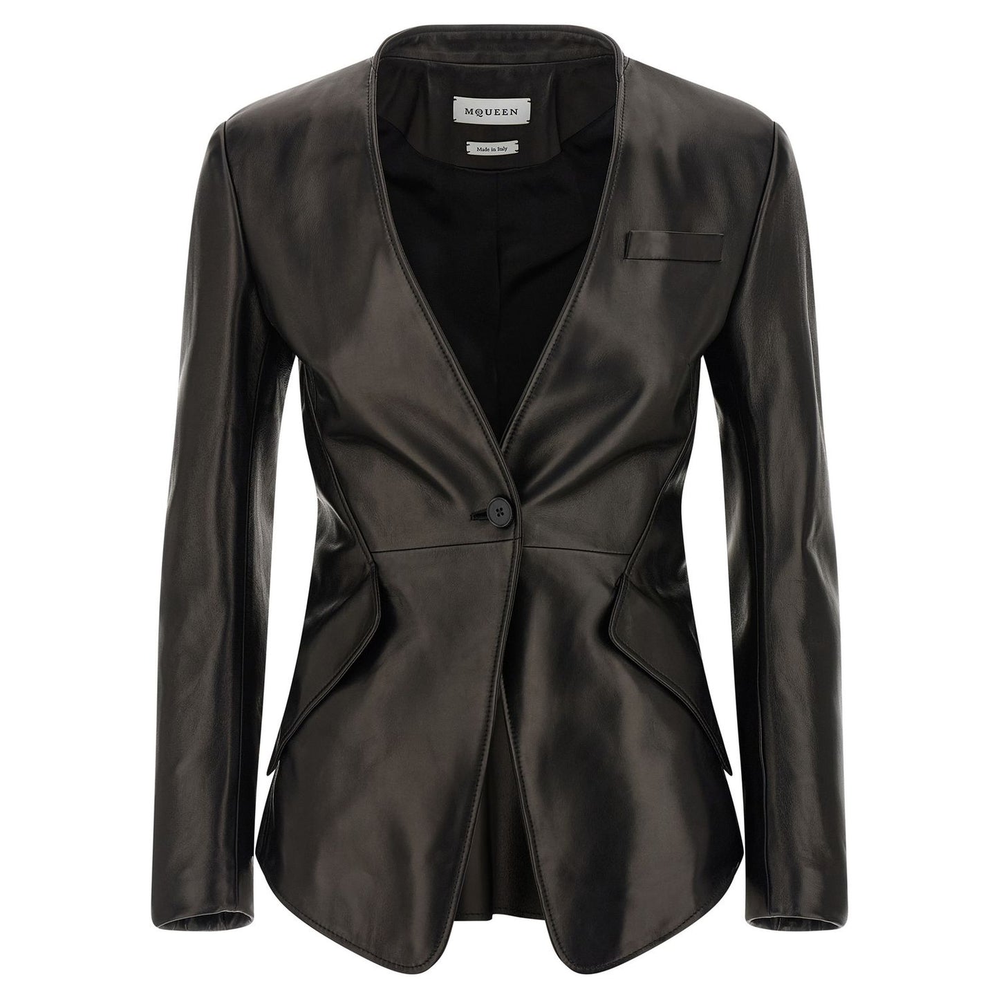 Alexander McQueen Black Lamb Leather Blazer