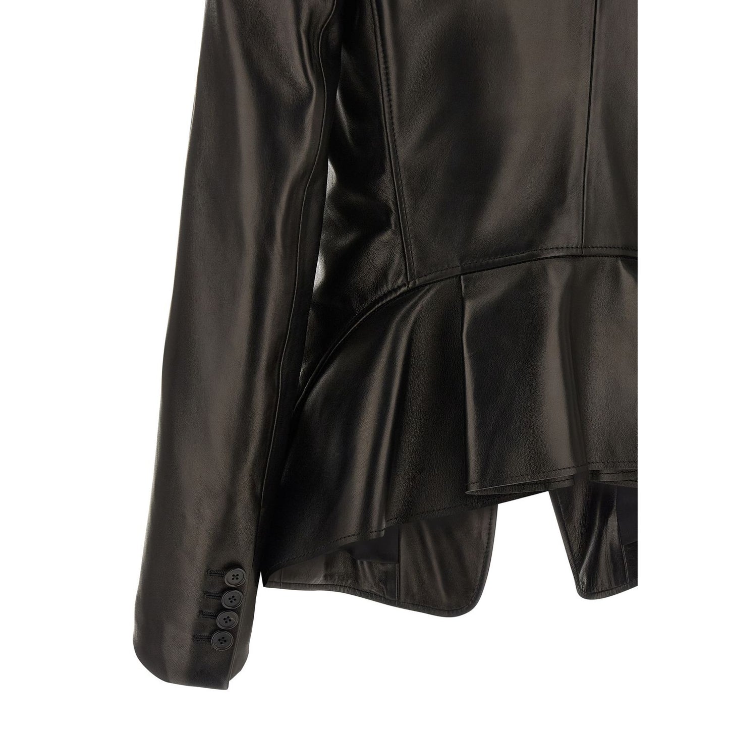 Alexander McQueen Black Lamb Leather Blazer