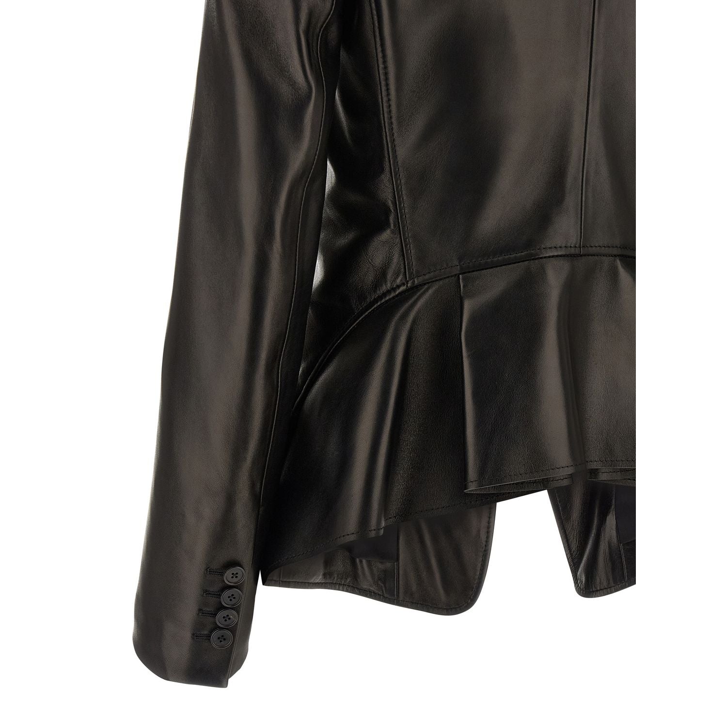 Alexander McQueen Black Lamb Leather Blazer