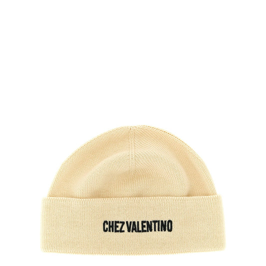 Valentino Garavani Beige Cotton Beanie
