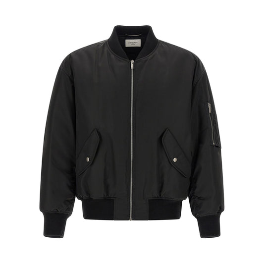 Saint Laurent Black Polyamide Bomber