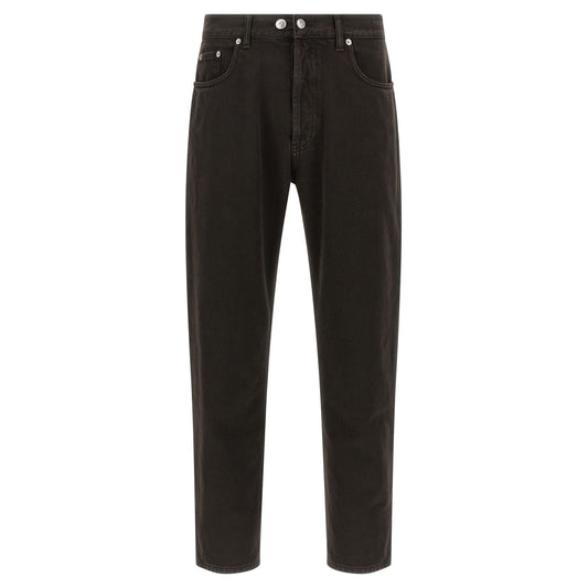 Department 5 Black Cotton Tapered Jeans