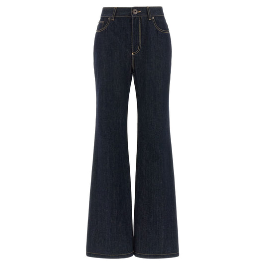 Alexander McQueen Blue Cotton Flared Jeans