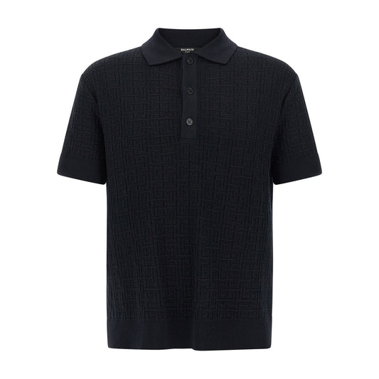 Balmain Blue Wool Polo Shirt