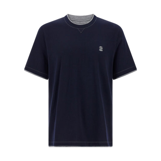 Brunello Cucinelli Blue Cotton T-Shirt