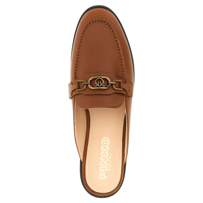 PINKO Brown Calfskin Flats