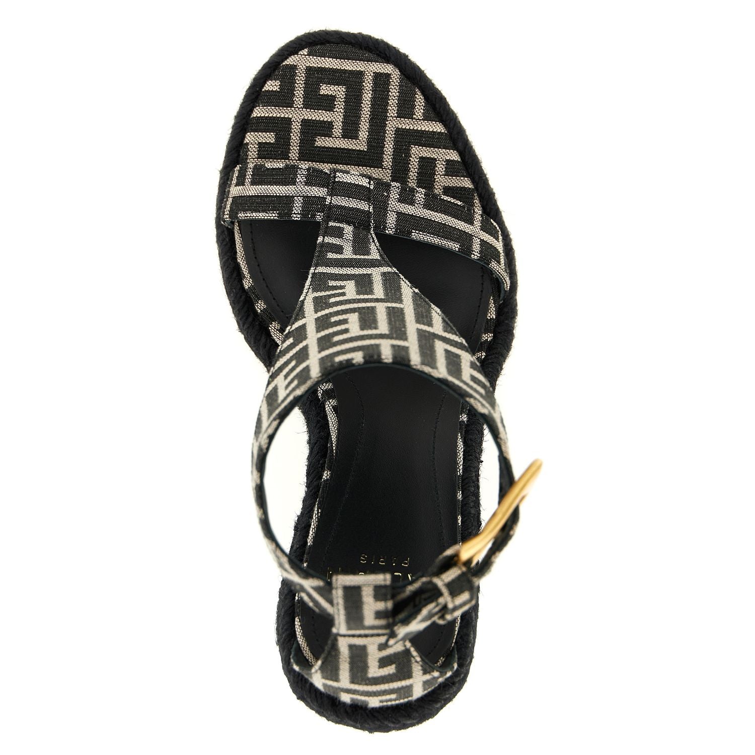 Balmain Black Polyester Wedge Sandals