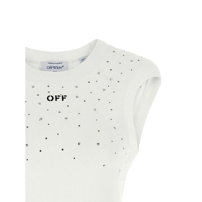 Off-White White Viscose Sleeveles T-Shirt