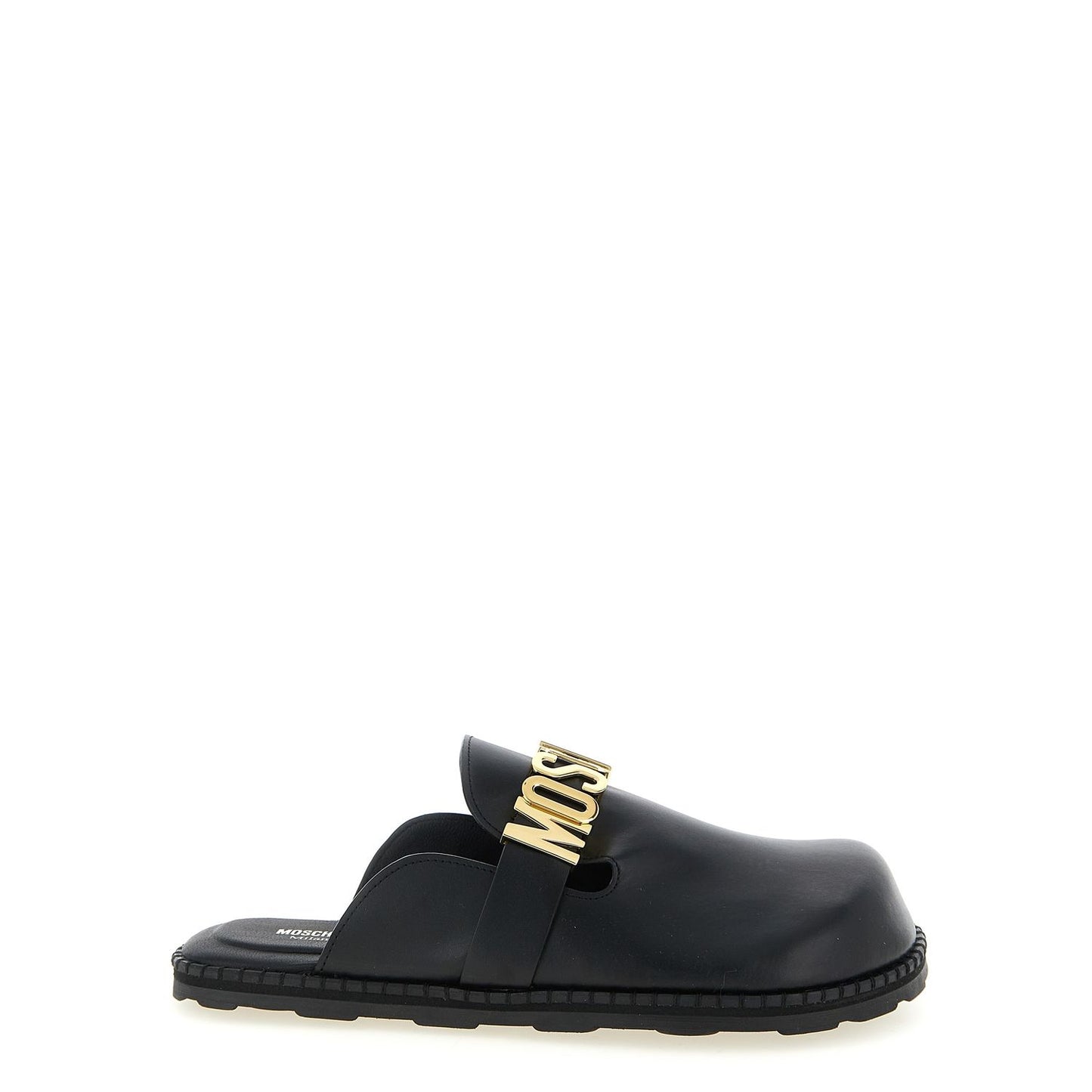 Moschino Black Calfskin Clogs