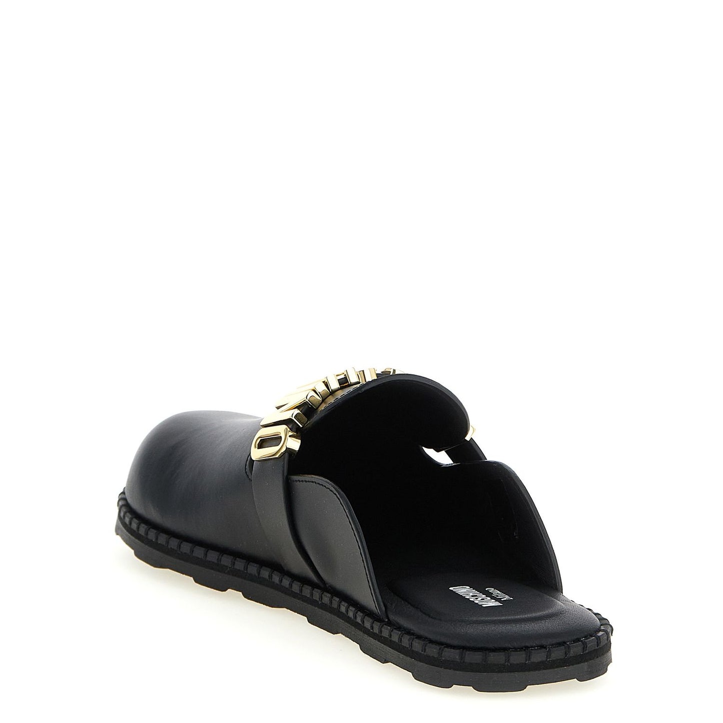 Moschino Black Calfskin Clogs