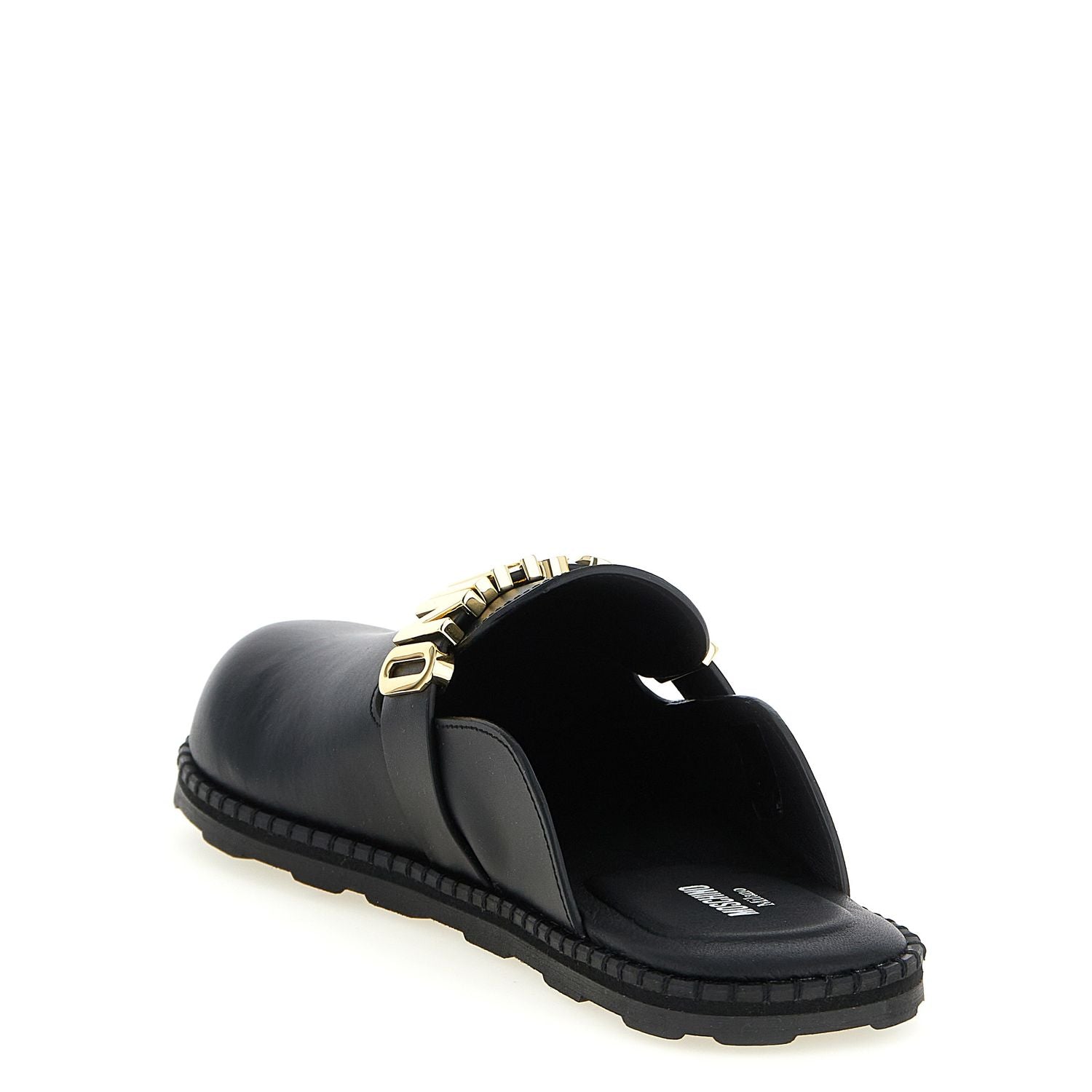 Moschino Black Calfskin Clogs