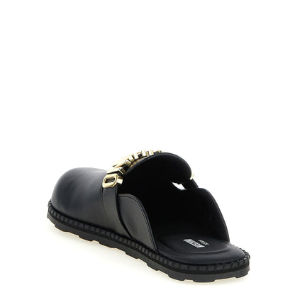 Moschino Black Calfskin Clogs