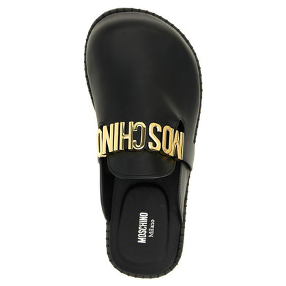 Moschino Black Calfskin Clogs