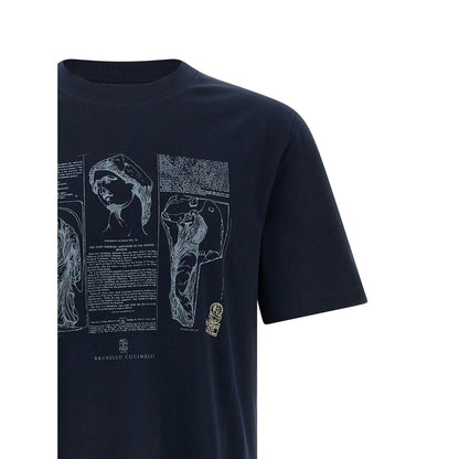 Brunello Cucinelli Blue Cotton T-Shirt