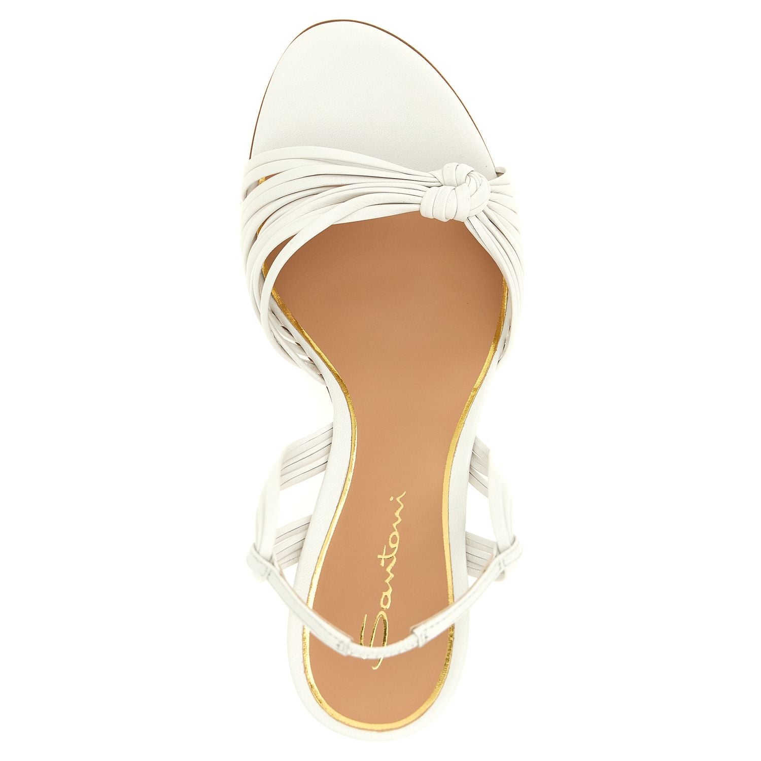 Santoni White Lamb Leather Stiletto Heel Sandals