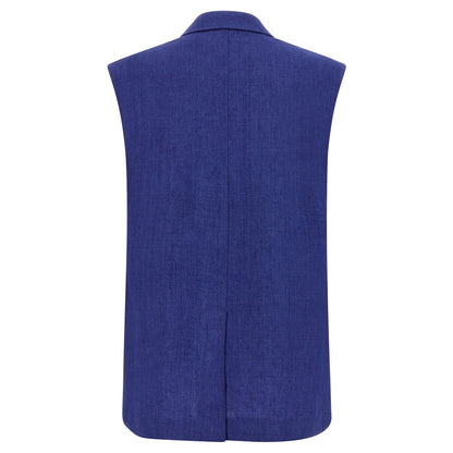 Max Mara Blue Linen Sleeveless Jacket