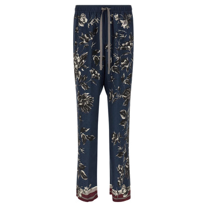 Dolce & Gabbana Blue Silk Casual Pants