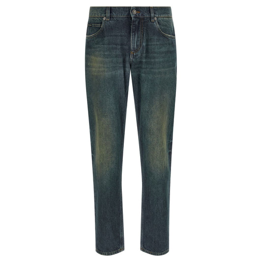 Dolce & Gabbana Blue Cotton Straight-Leg Jeans