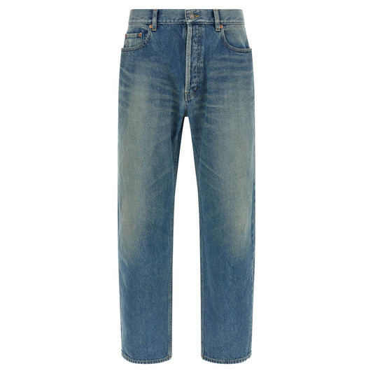 Saint Laurent Blue Cotton Straight-Leg Jeans