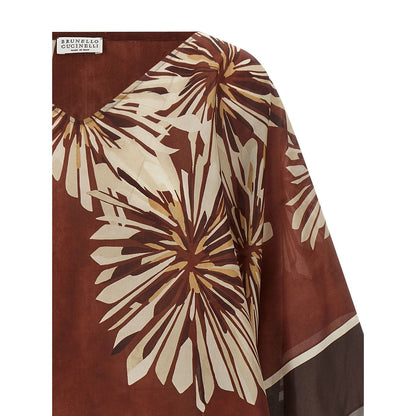 Brunello Cucinelli Bordeaux Silk Blouse