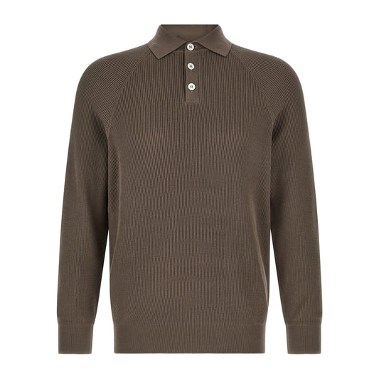 Brunello Cucinelli Brown Cotton Polo Shirt