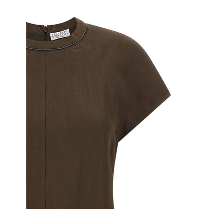 Brunello Cucinelli Brown Viscose Short Dress