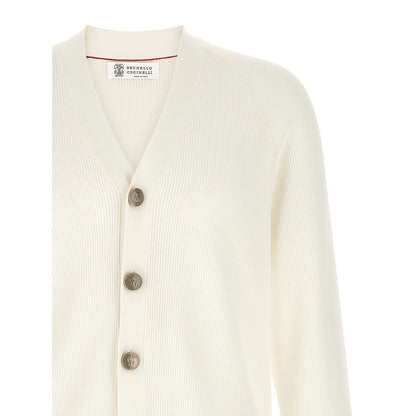 Brunello Cucinelli White Cotton Cardigan