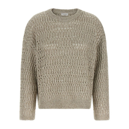 Brunello Cucinelli Beige Linen Cardigan