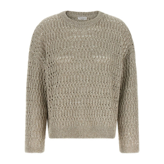 Brunello Cucinelli Beige Linen Cardigan
