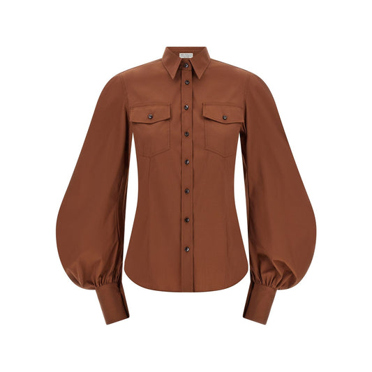 Brunello Cucinelli Brown Cotton Blouse