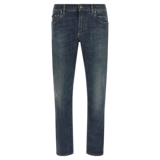Dolce & Gabbana Blue Cotton Straight-Leg Jeans