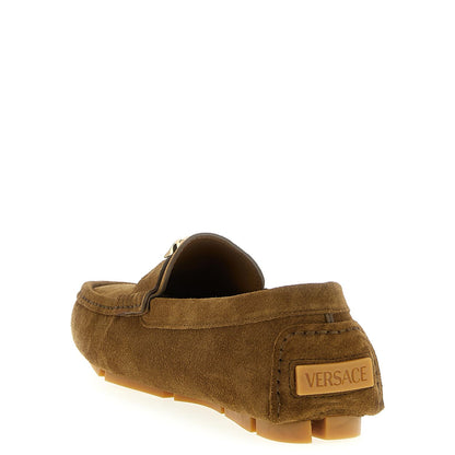 Versace Brown Calfskin Slip-On Loafers