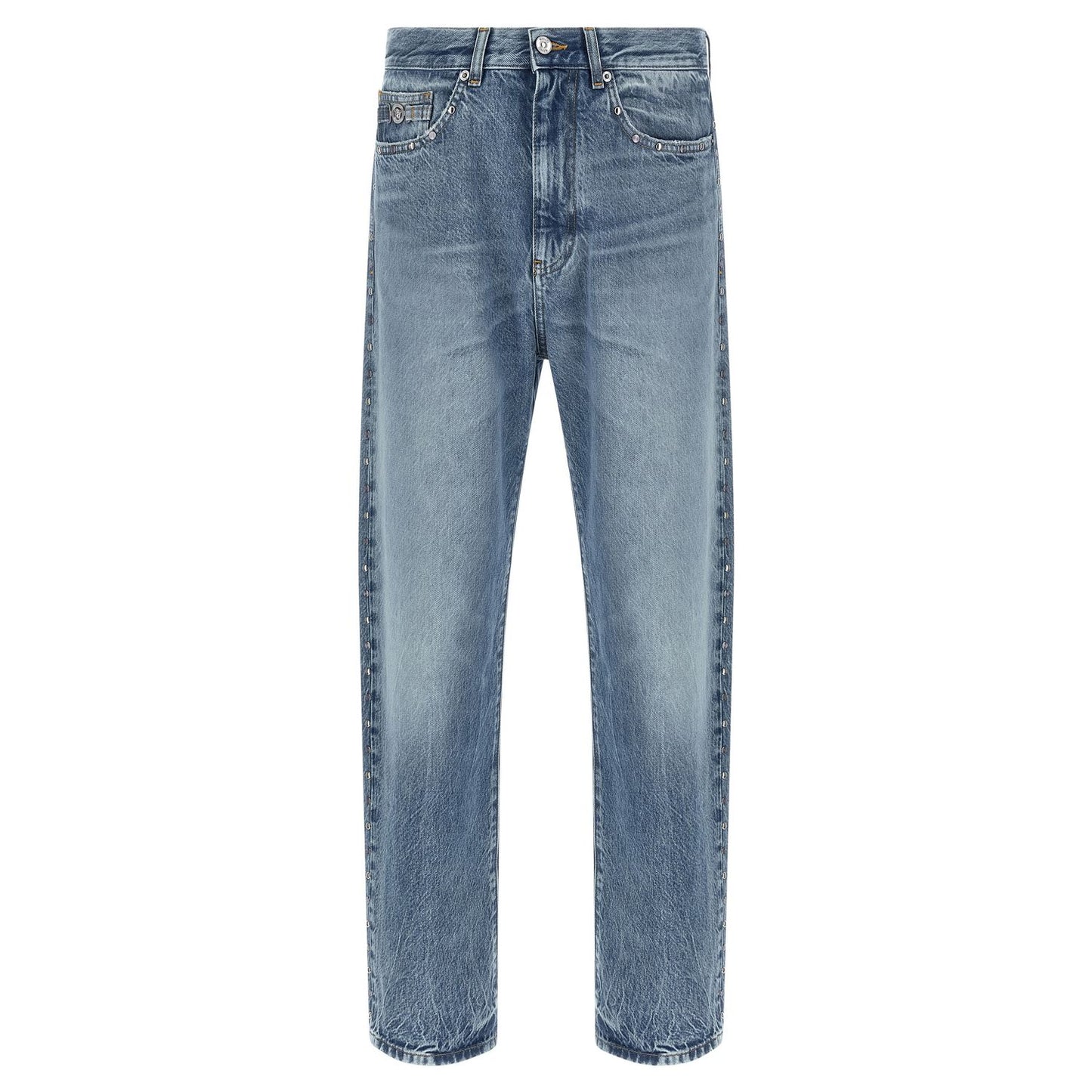 Versace Blue Cotton Straight-Leg Jeans