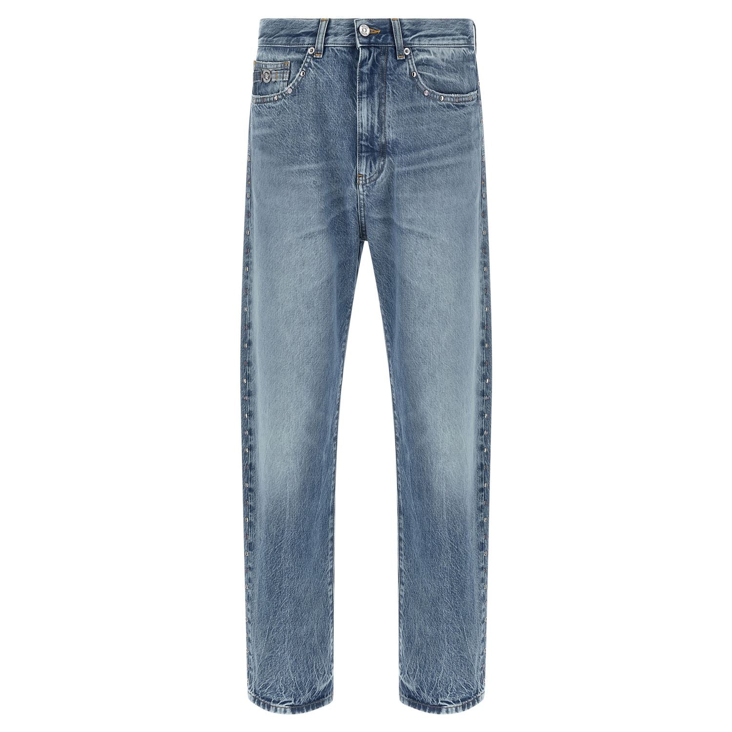 Versace Blue Cotton Straight-Leg Jeans